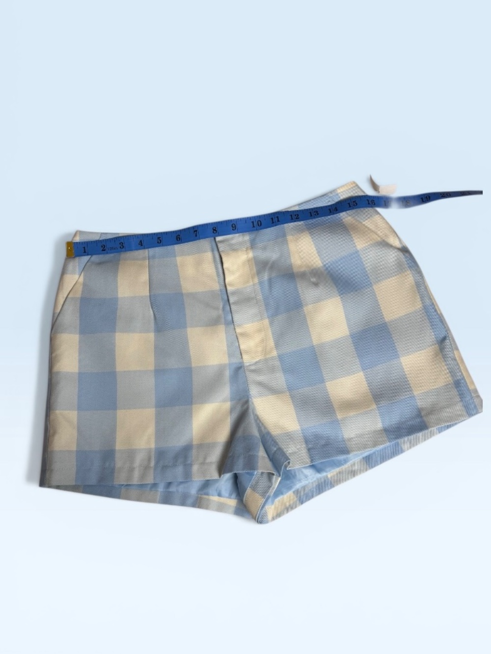 New Avec Les Filles Gingham Blue and White Shorts Size 8 - Picture 3 of 6